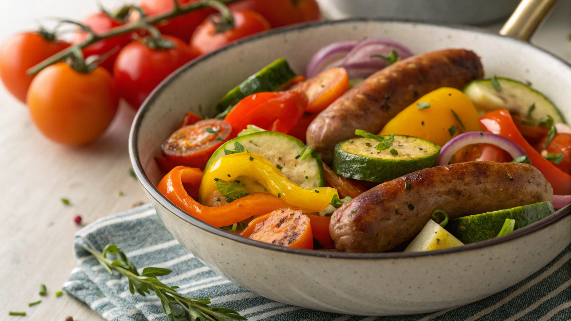 Low Carb Harissa Roasted Sausage and Veggies
