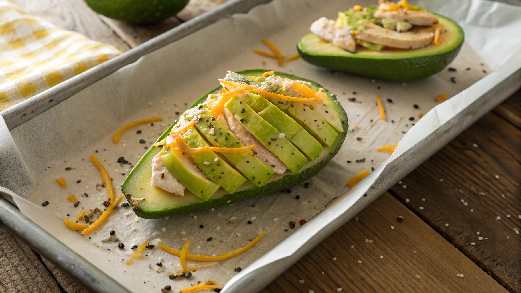 Keto Hasselback Avocados w Turkey and Cheddar
