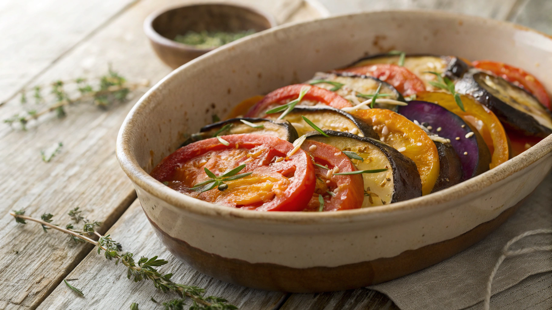 Keto Heirloom Tomato and Eggplant Sheet Tray w Steak