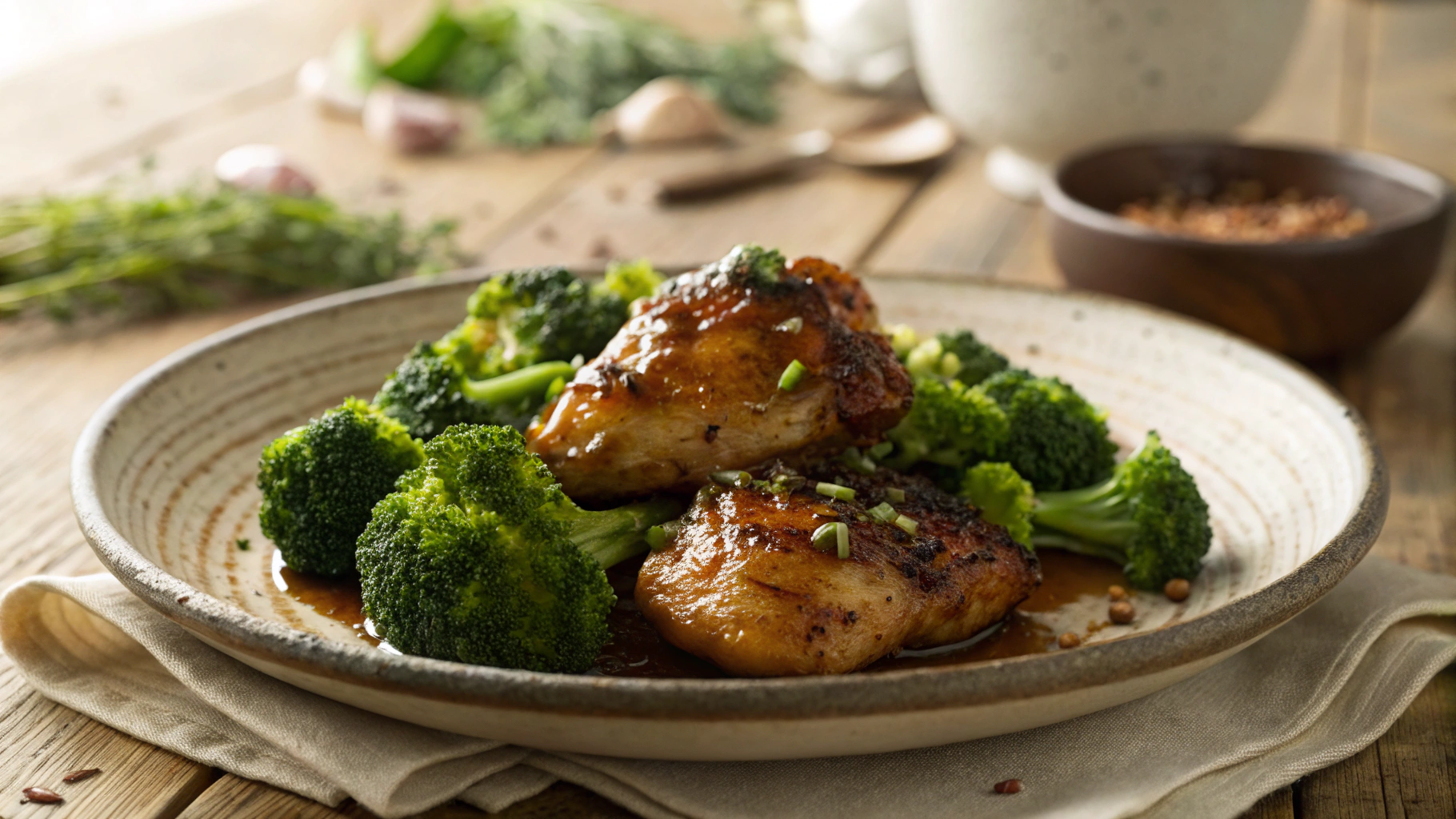 Keto Honey Garlic Butter Chicken Thighs with Broccoli