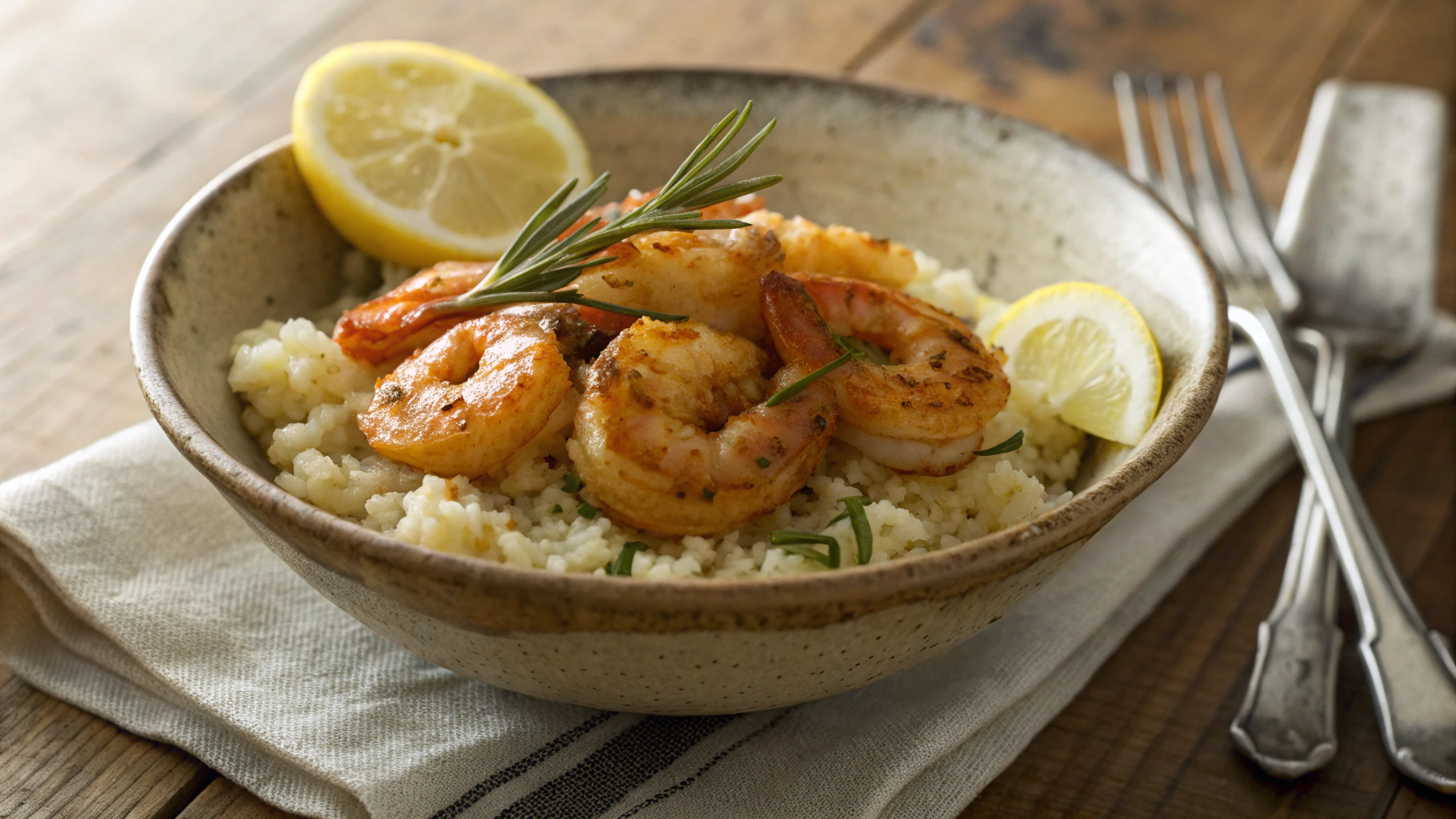 Keto Honey Garlic Shrimp Over Rosemary Rice