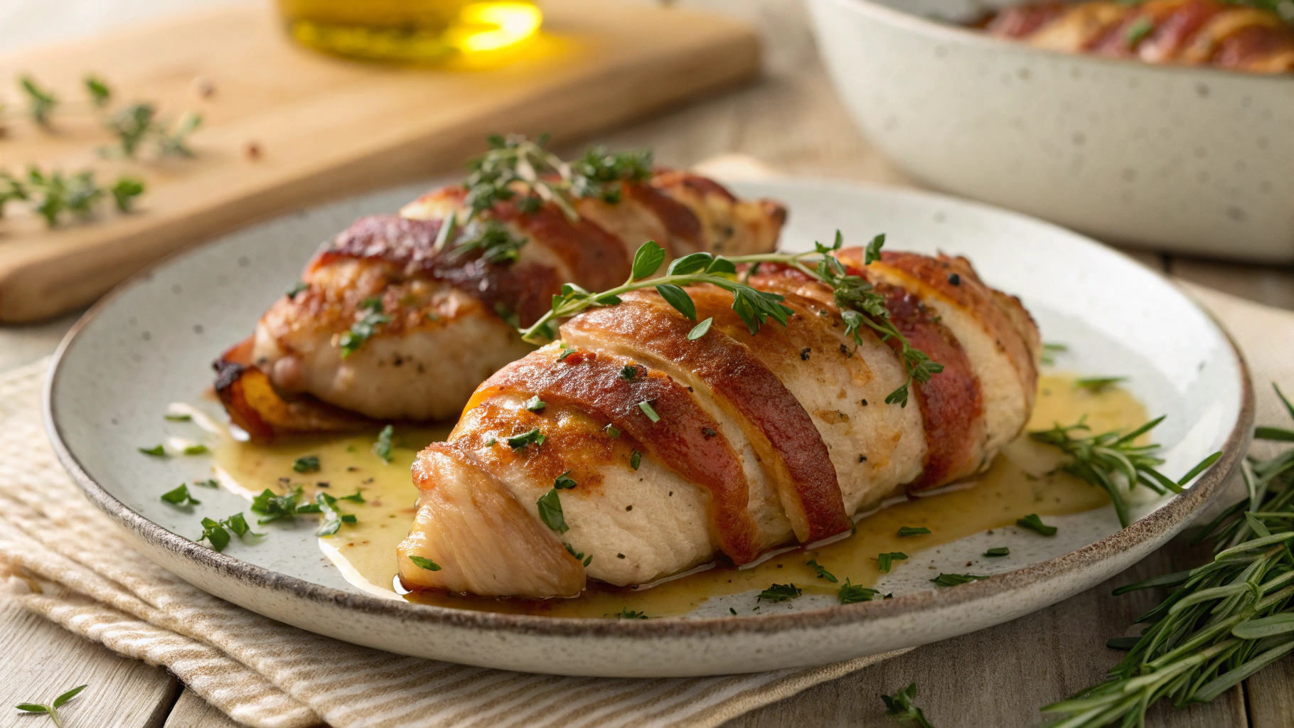 Keto Honey Mustard Bacon Wrapped Chicken