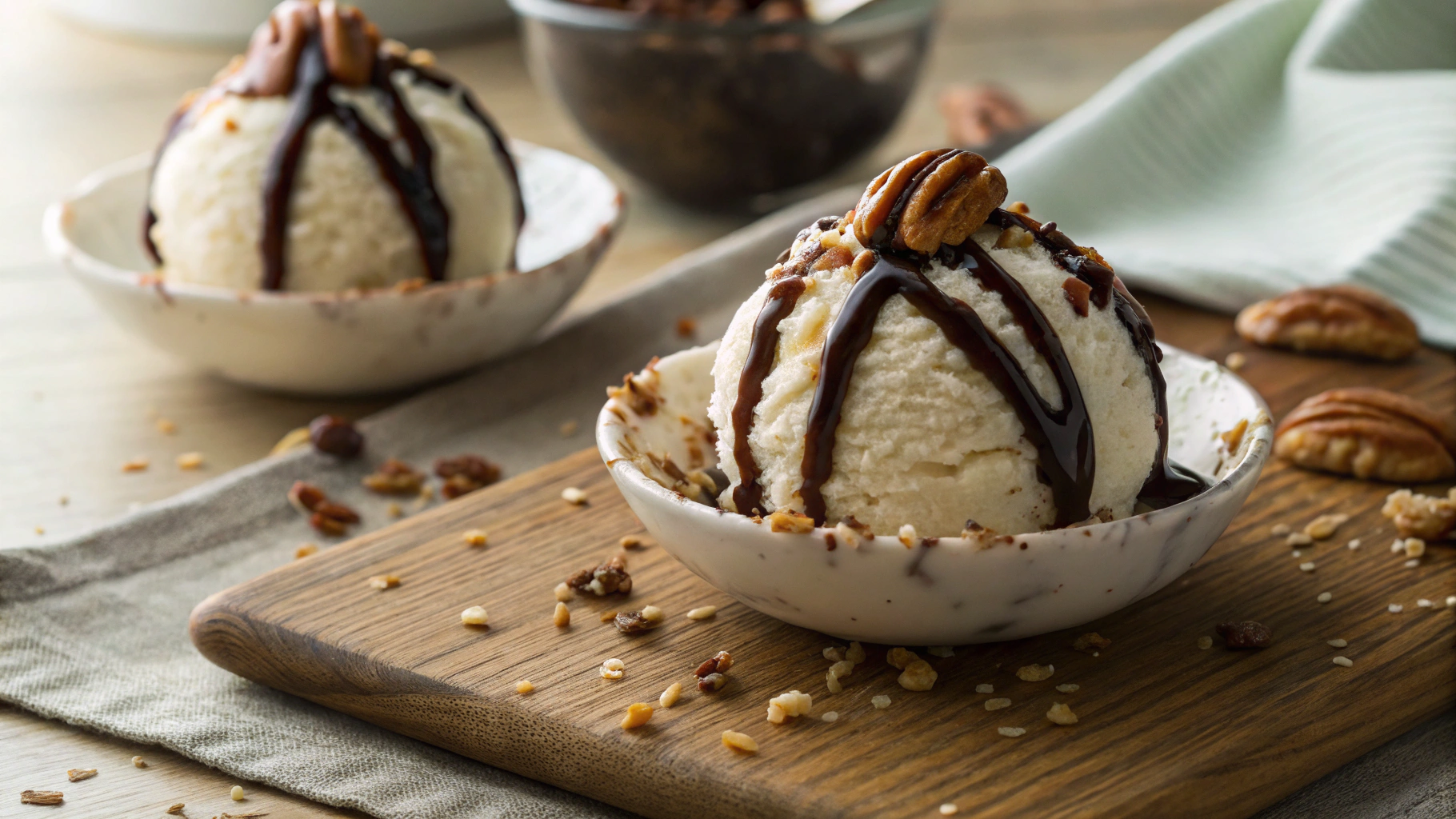 Keto Ice Cream Bomb with Chocolate and Pecans