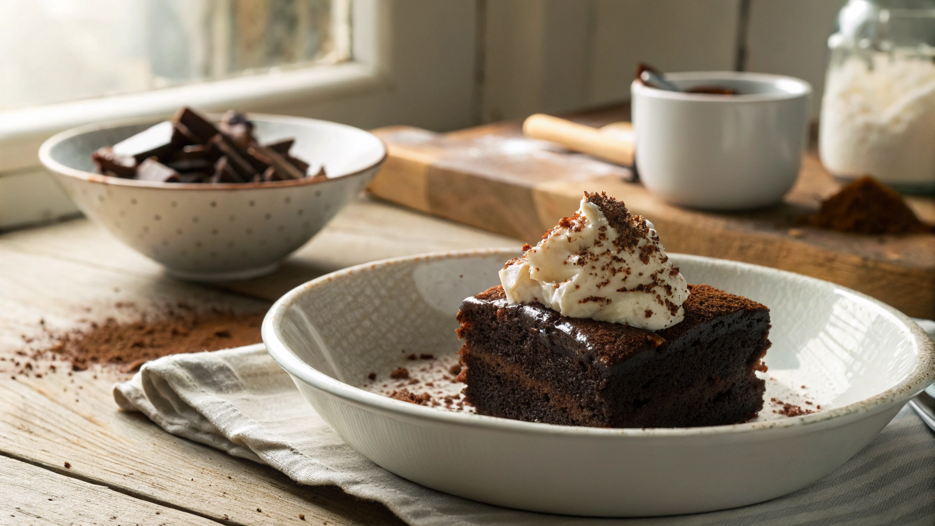 Keto Instant Pot Mocha Cake with Amaretto Whipped Cream
