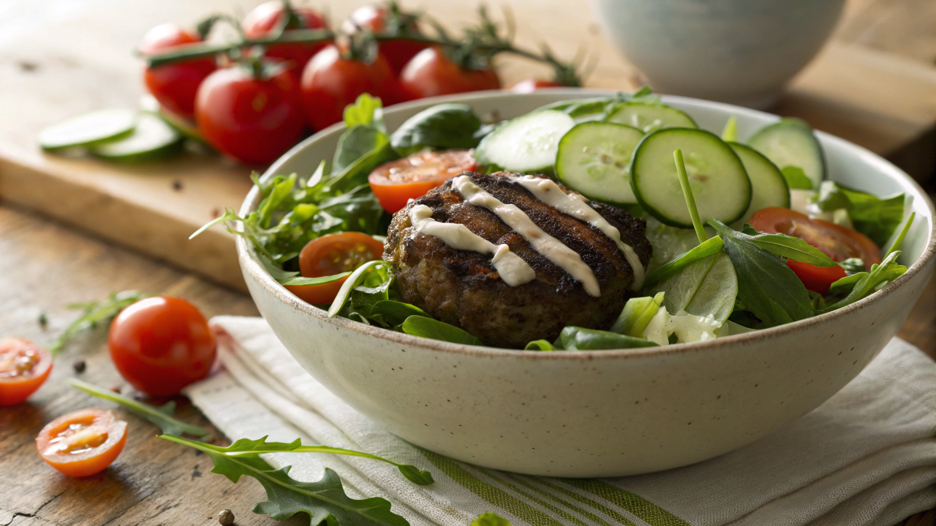 Keto Italian Sausage Patties w Tossed Salad