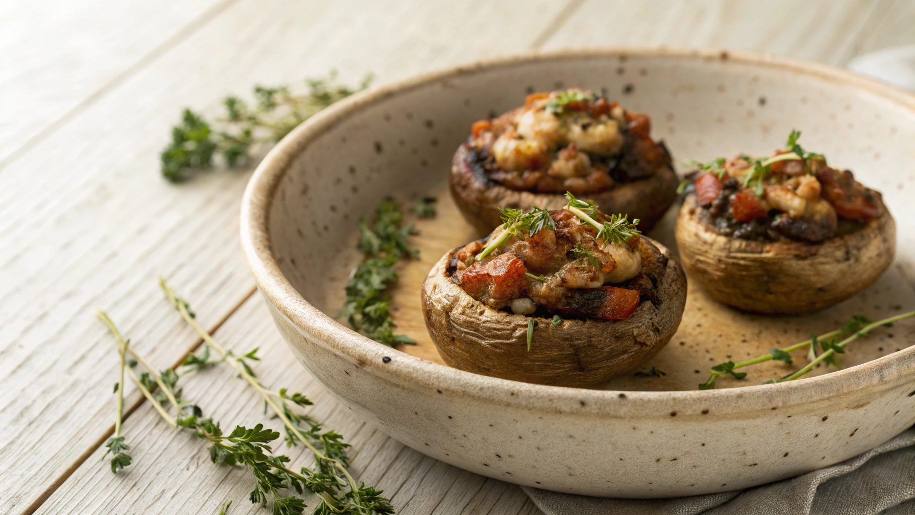 Keto Italian Sausage Stuffed Mushrooms