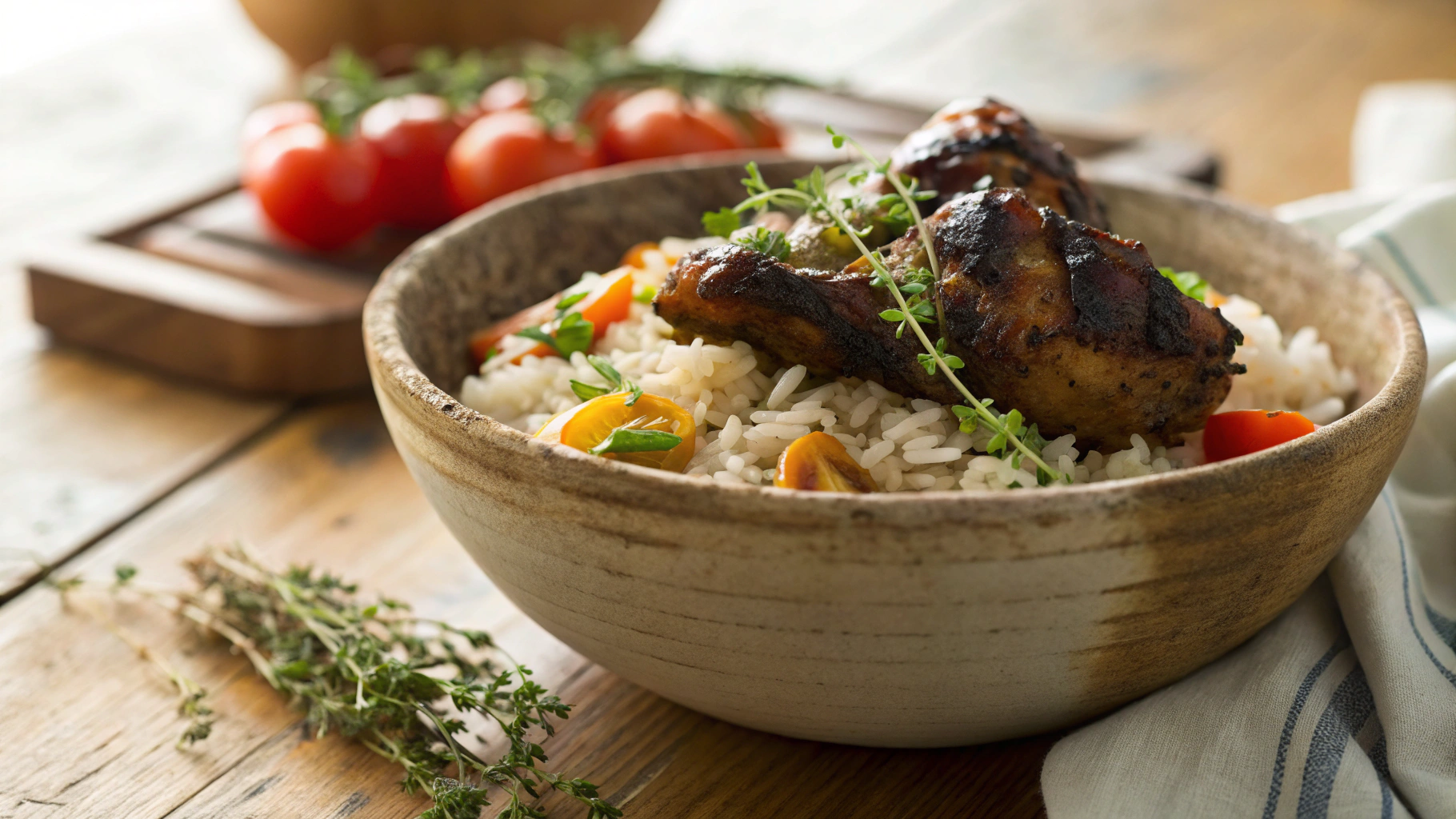 Low Carb Jerk Chicken Thighs with Coconut Rice