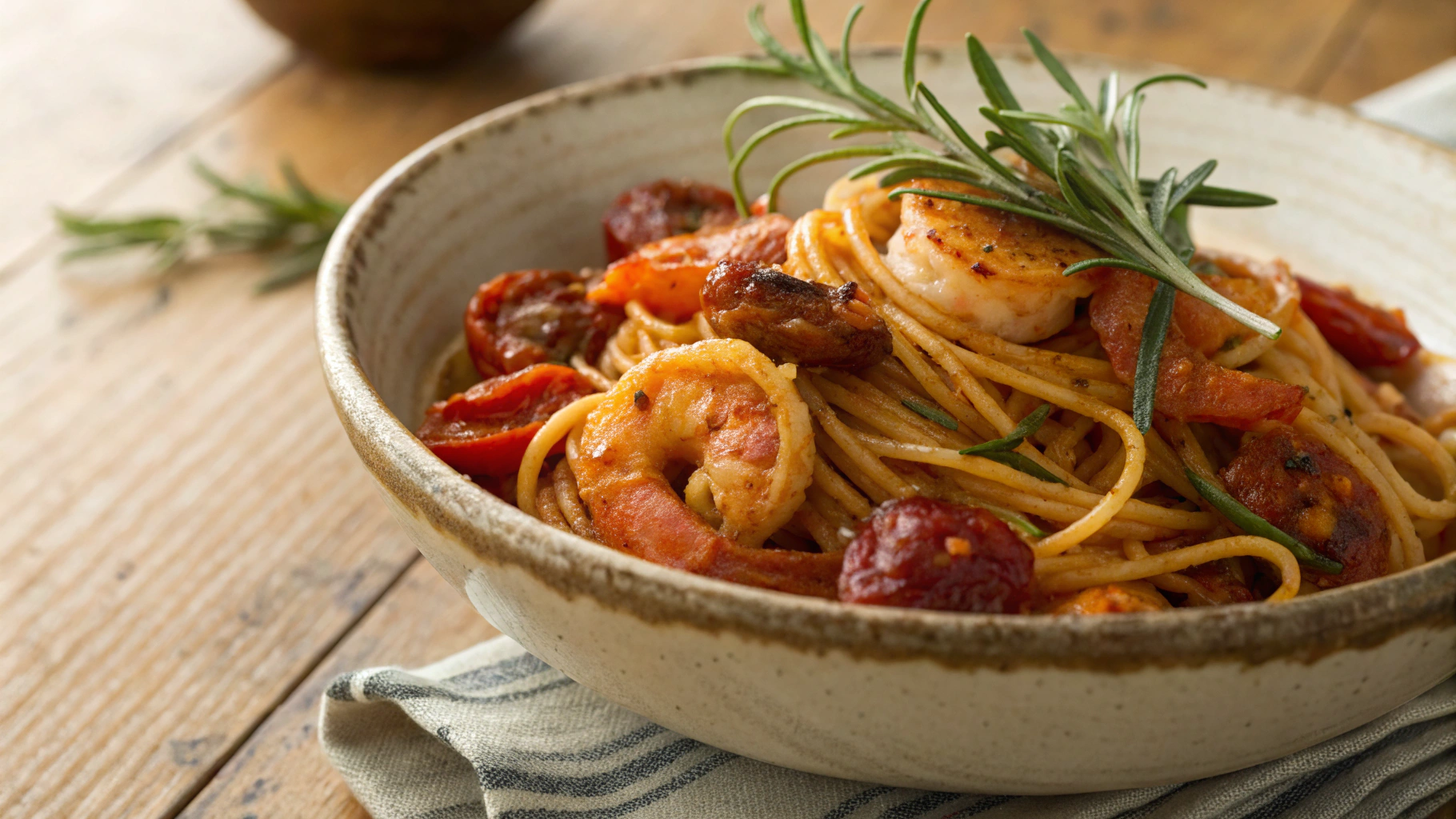 Keto Jumbo Shrimp and Chorizo Spaghetti