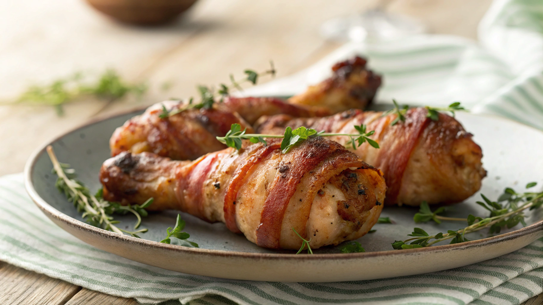 Keto Kid-Friendly Bacon Wrapped Drumsticks