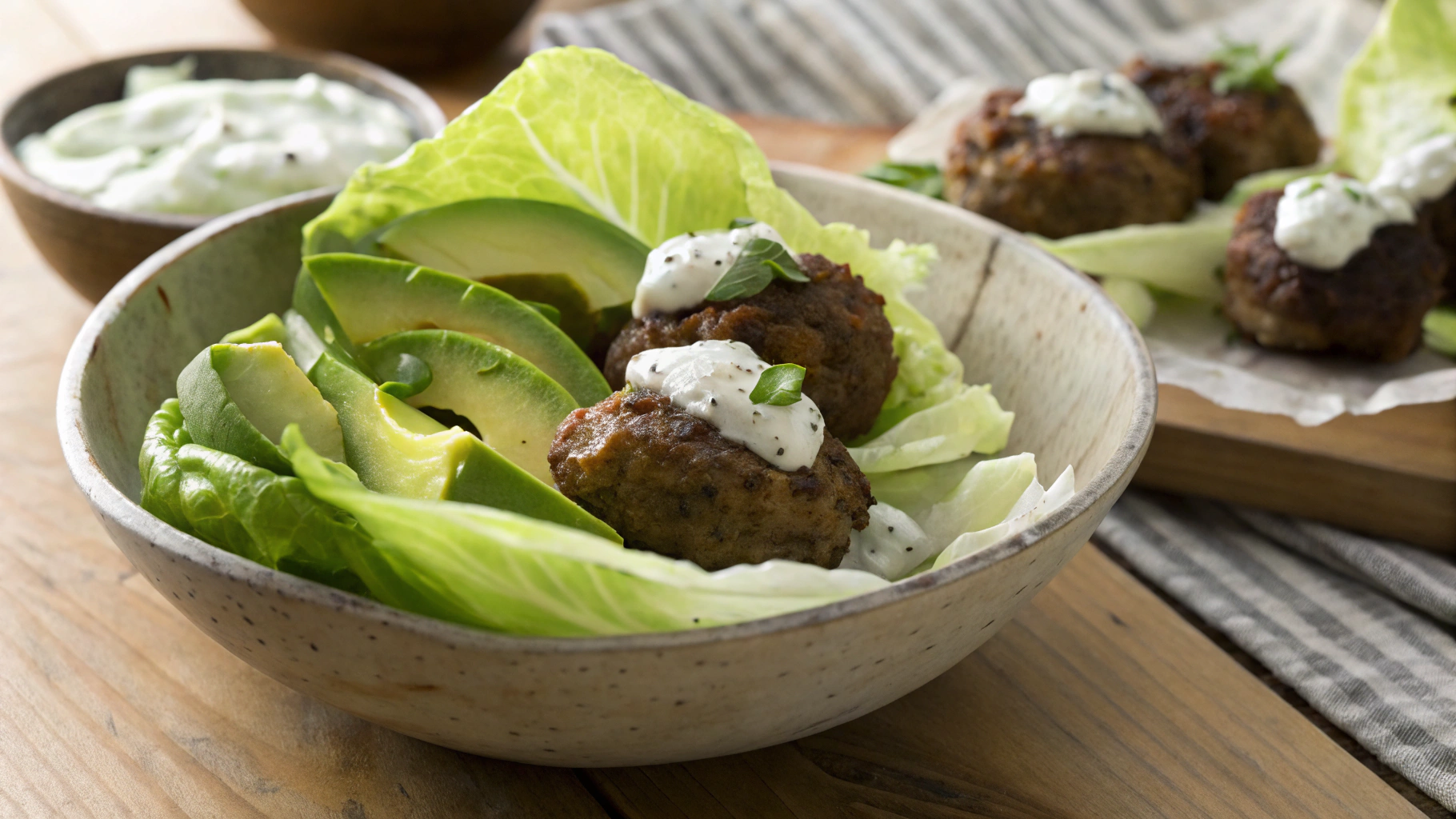 Keto Lamb Kofta Lettuce Wraps with Tzatziki