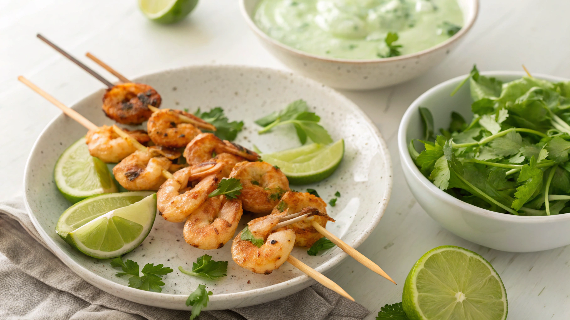 Keto Lime, Chilli And Cilantro Jumbo Shrimp Skewers