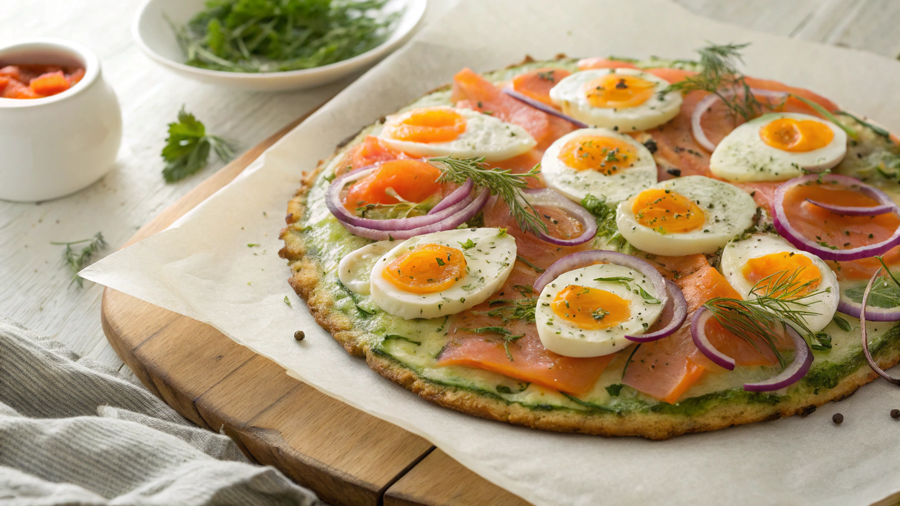 Keto Lox and Egg Breakfast Pizza