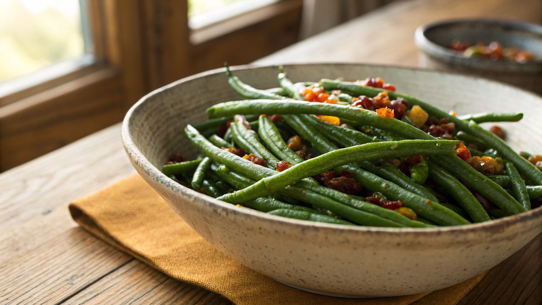 Keto Maple Mustard Green Beans