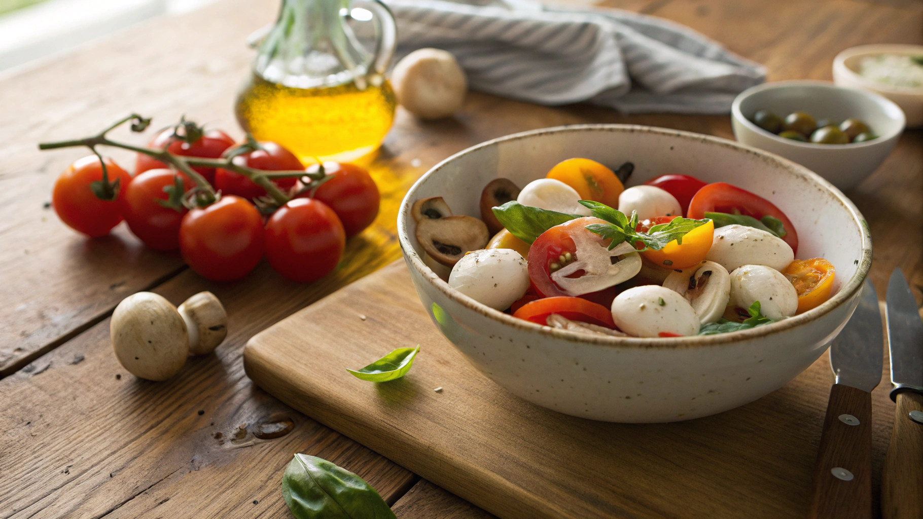 Keto Marinated Mushroom Basil Salad