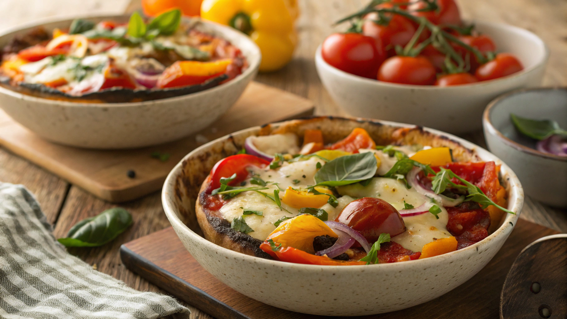 Keto Mediterranean Veggie Pizza Bowl