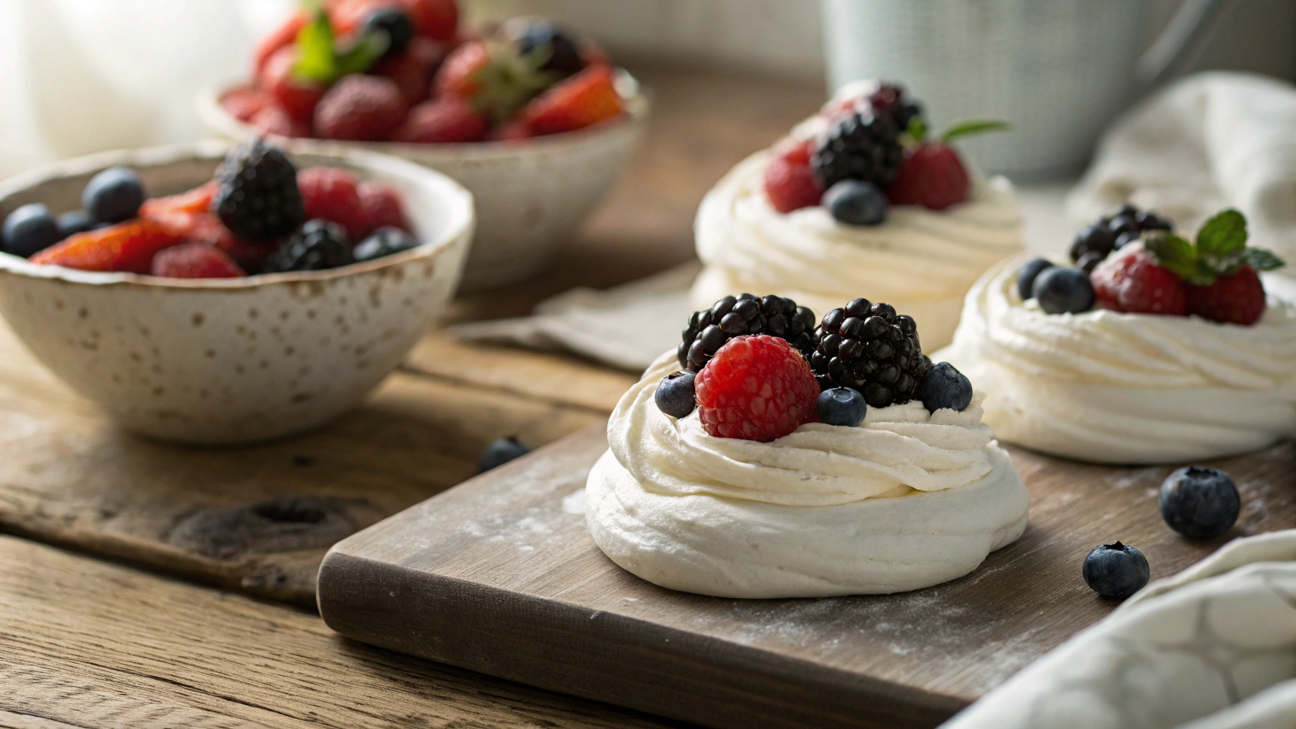 Keto Meringue Nests With Whipped Cream And Berries