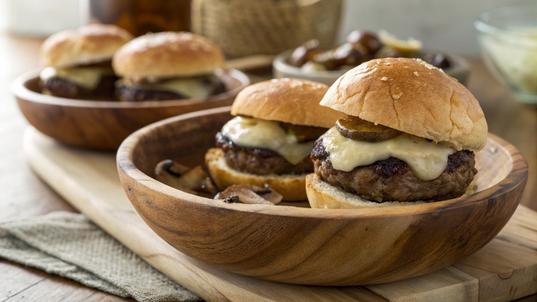 Keto Mini Mushroom Swiss Burgers
