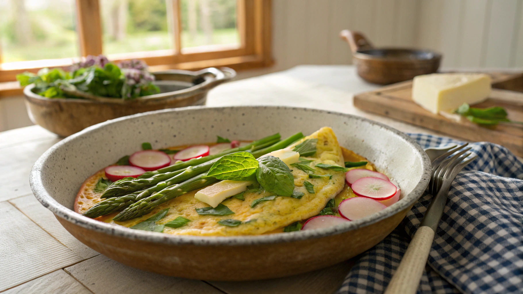 Keto Mint, Radish and Asparagus Omelet
