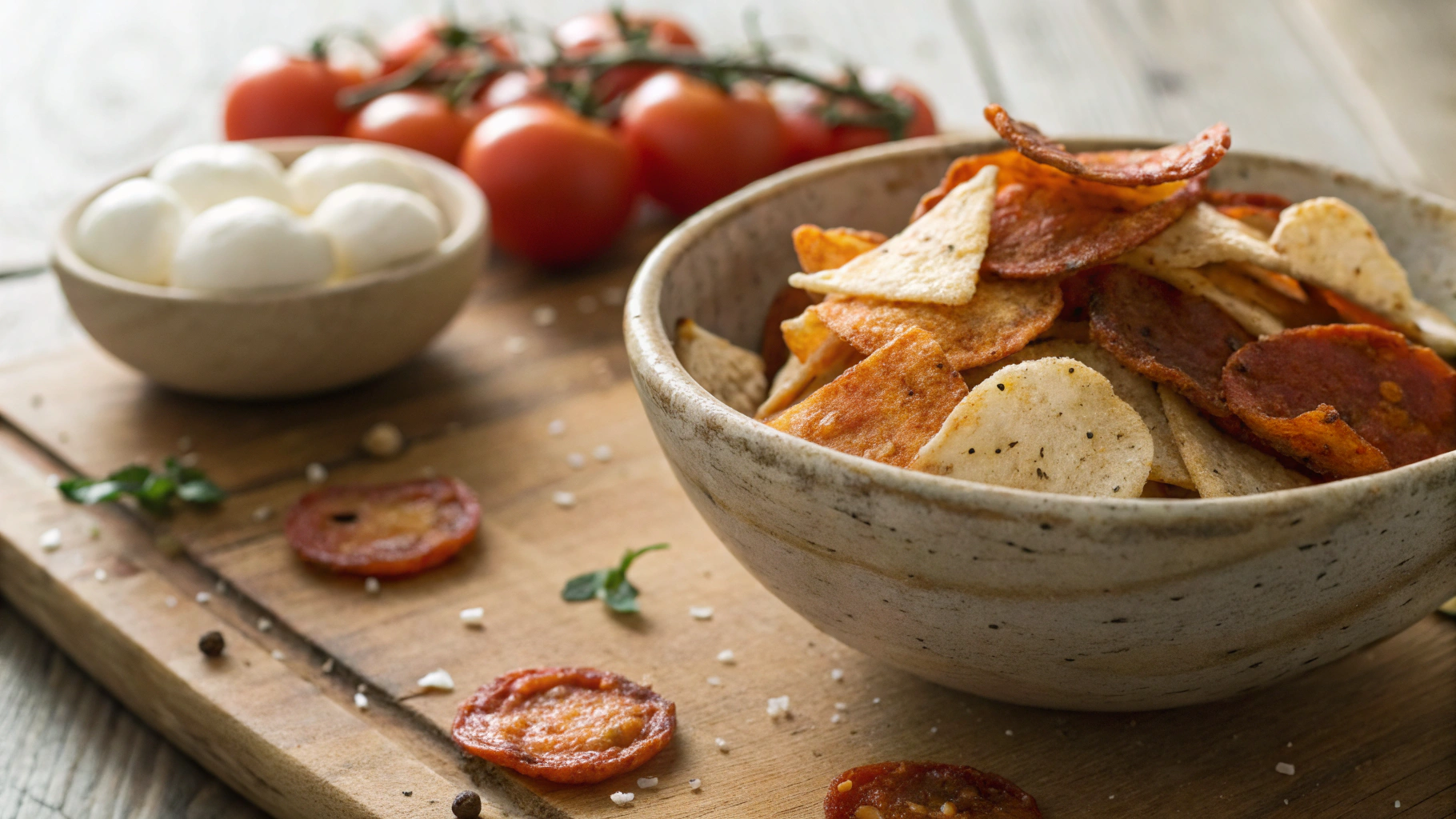 Keto Mozzarella and Chorizo Chips
