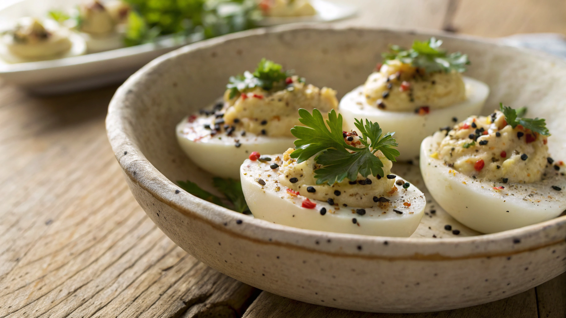 Keto Muffuletta Deviled Eggs