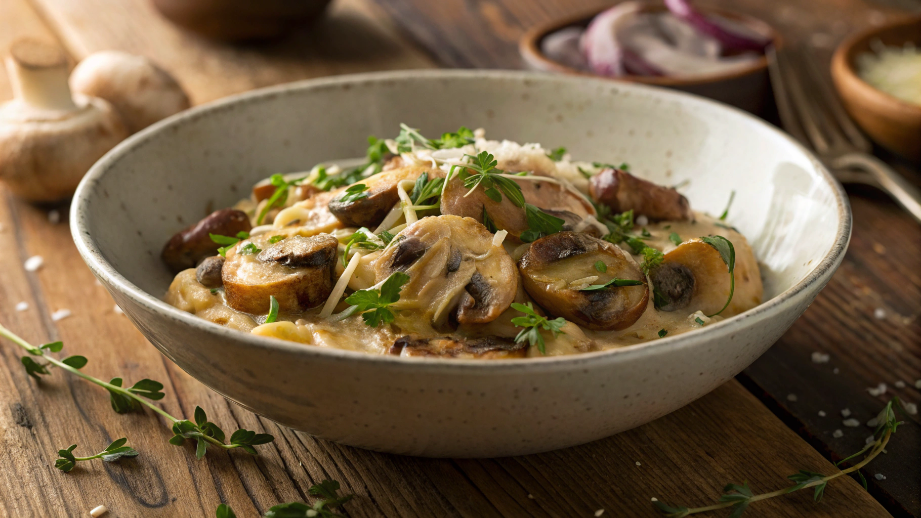 Keto Mushrooms in Cheese Sauce