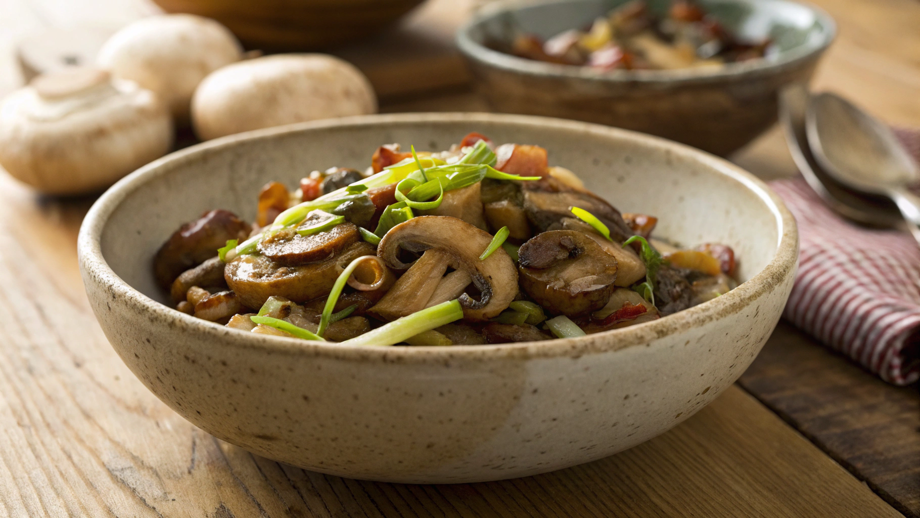 Keto Mushrooms with Pancetta and Leeks