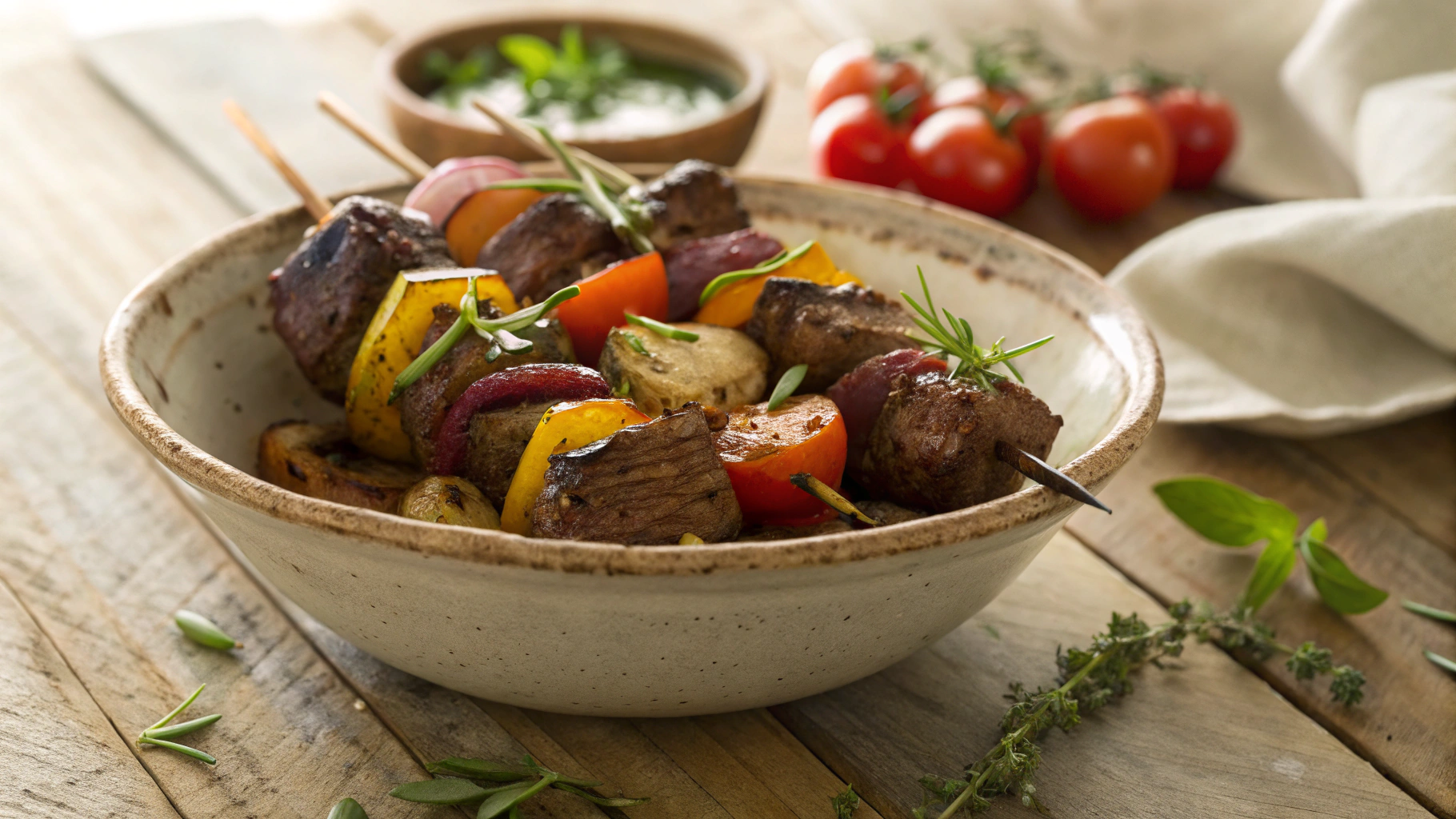 Keto Mustard And Balsamic Steak Kebabs