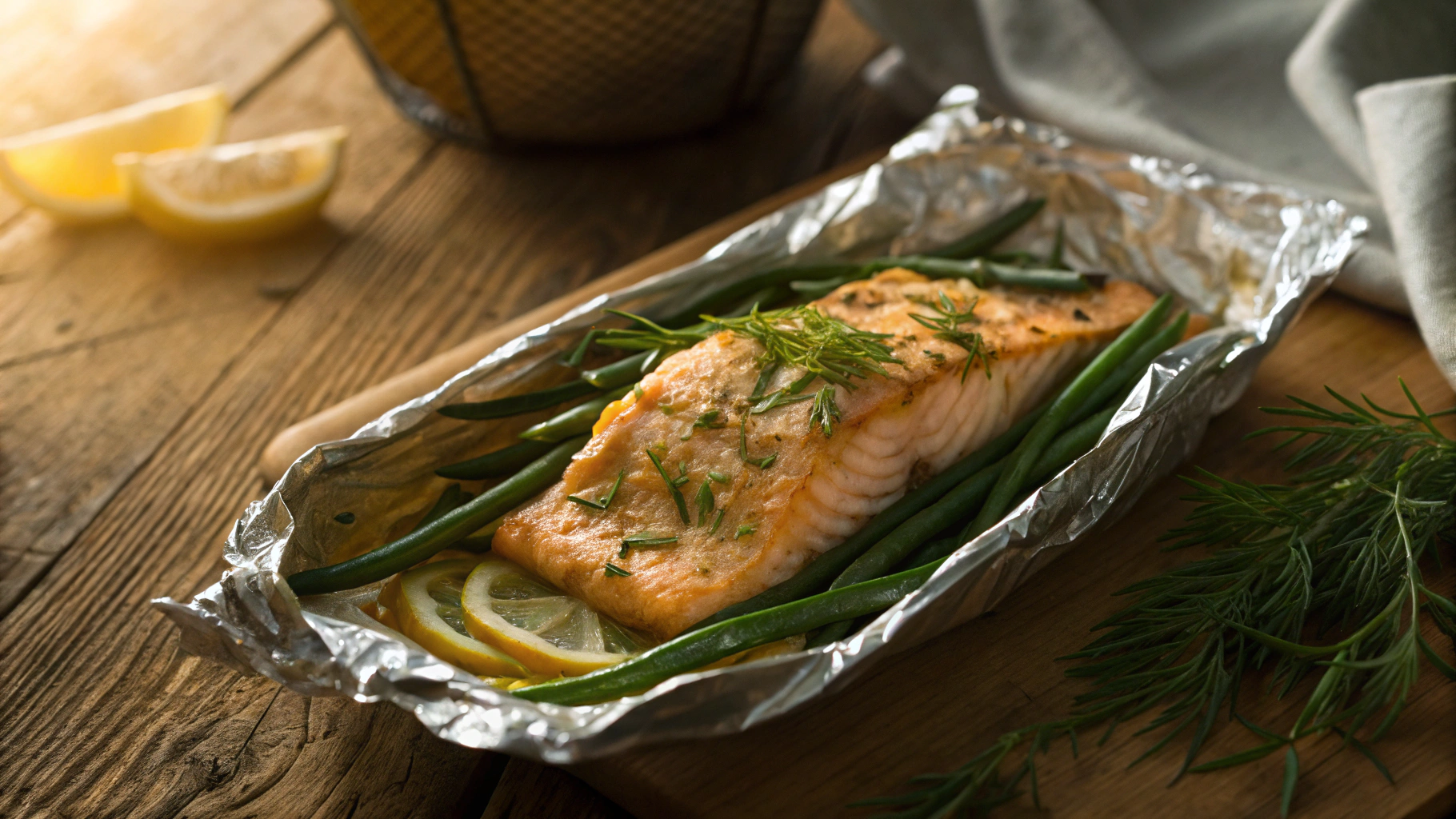 Keto Mustard and Dill Butter Salmon with Green Beans
