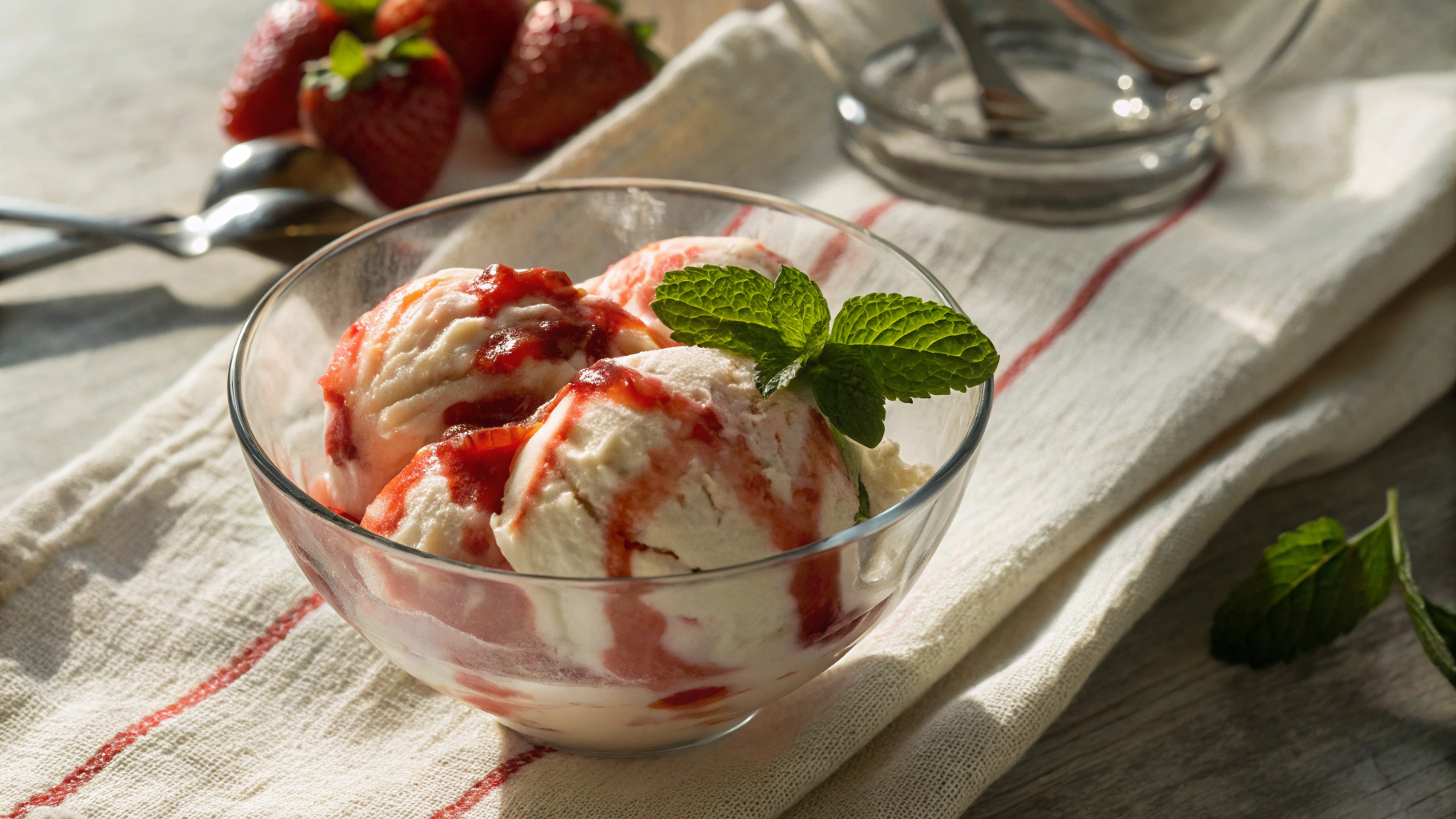 Keto No-Churn Strawberry Mascarpone Ice Cream