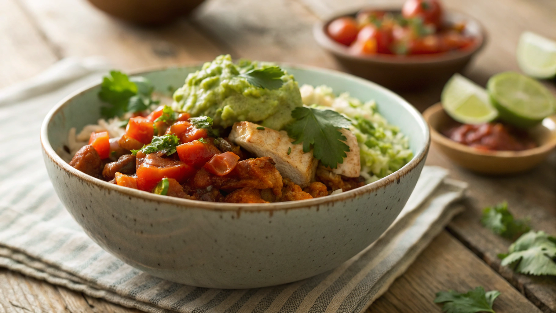 Low Carb OMAD Chicken Burrito Bowl