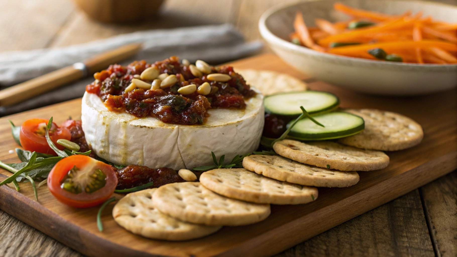 Keto Oven-Baked Brie With Sun-Dried Tomato Jam