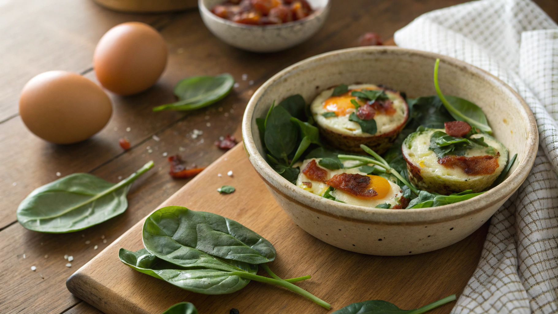 Keto Paleo Bacon Spinach Egg Cups