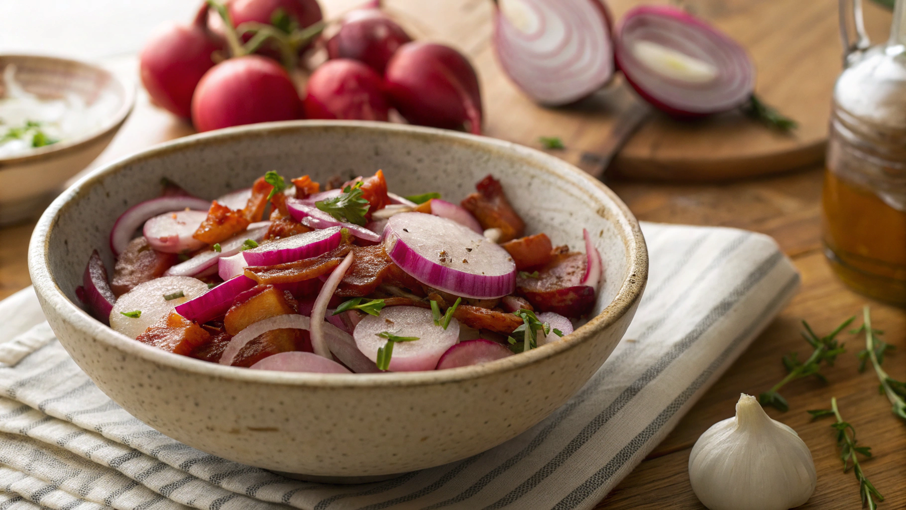 Keto Pan-Fried Bacon and Radishes