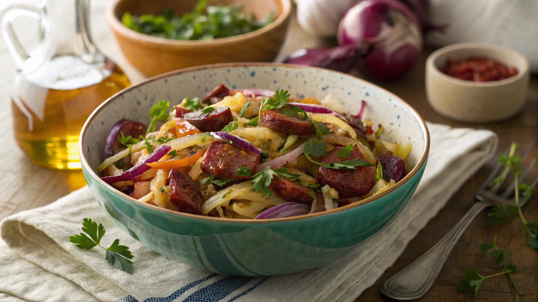 Keto Pan Fried Cabbage and Chorizo