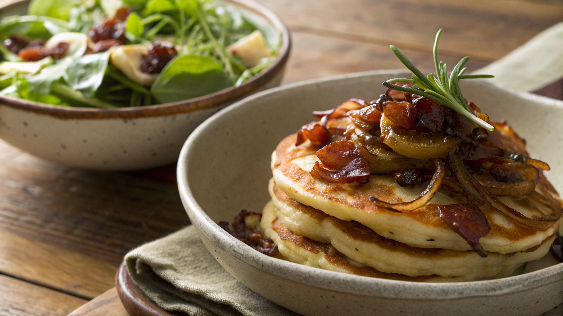 Low Carb Pancakes with Brie and Bacon