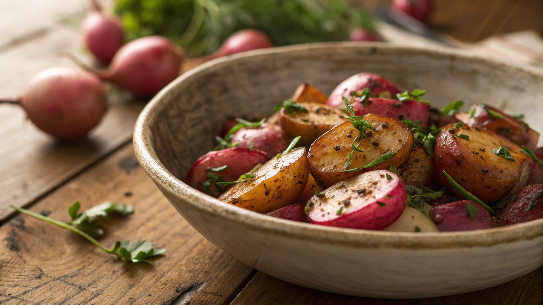 Keto Paprika and Garlic Roasted Radishes