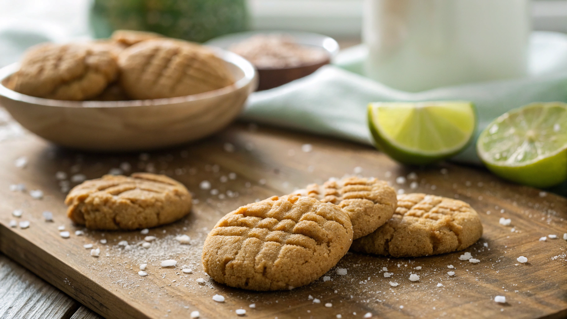 Keto Peanut Butter, Coconut and Lime Cookies