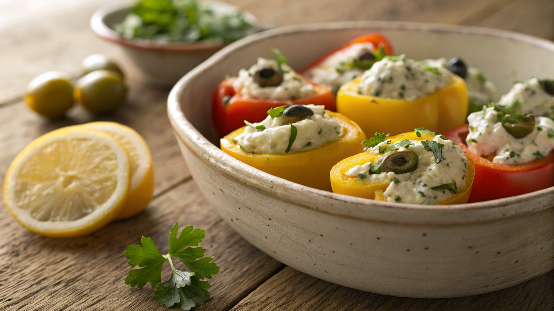 Keto Peppers Stuffed with Cream Cheese and Olives