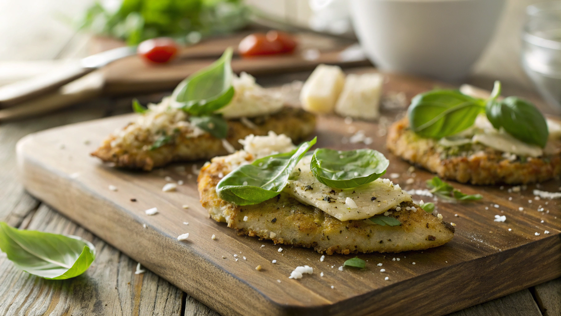 Keto Pesto Chicken Parmesan Crisps