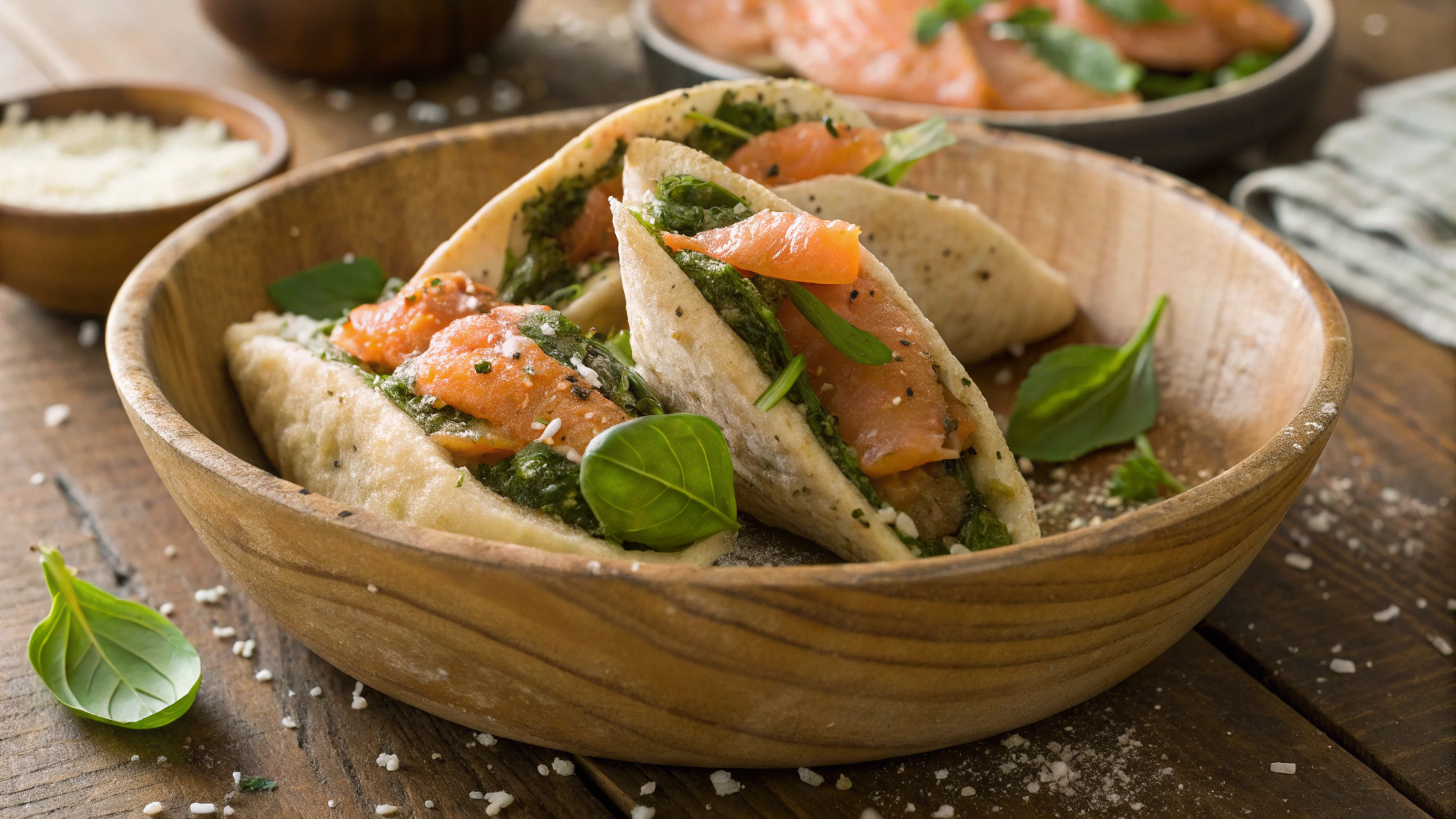 Keto Pesto Salmon Pitta Pockets