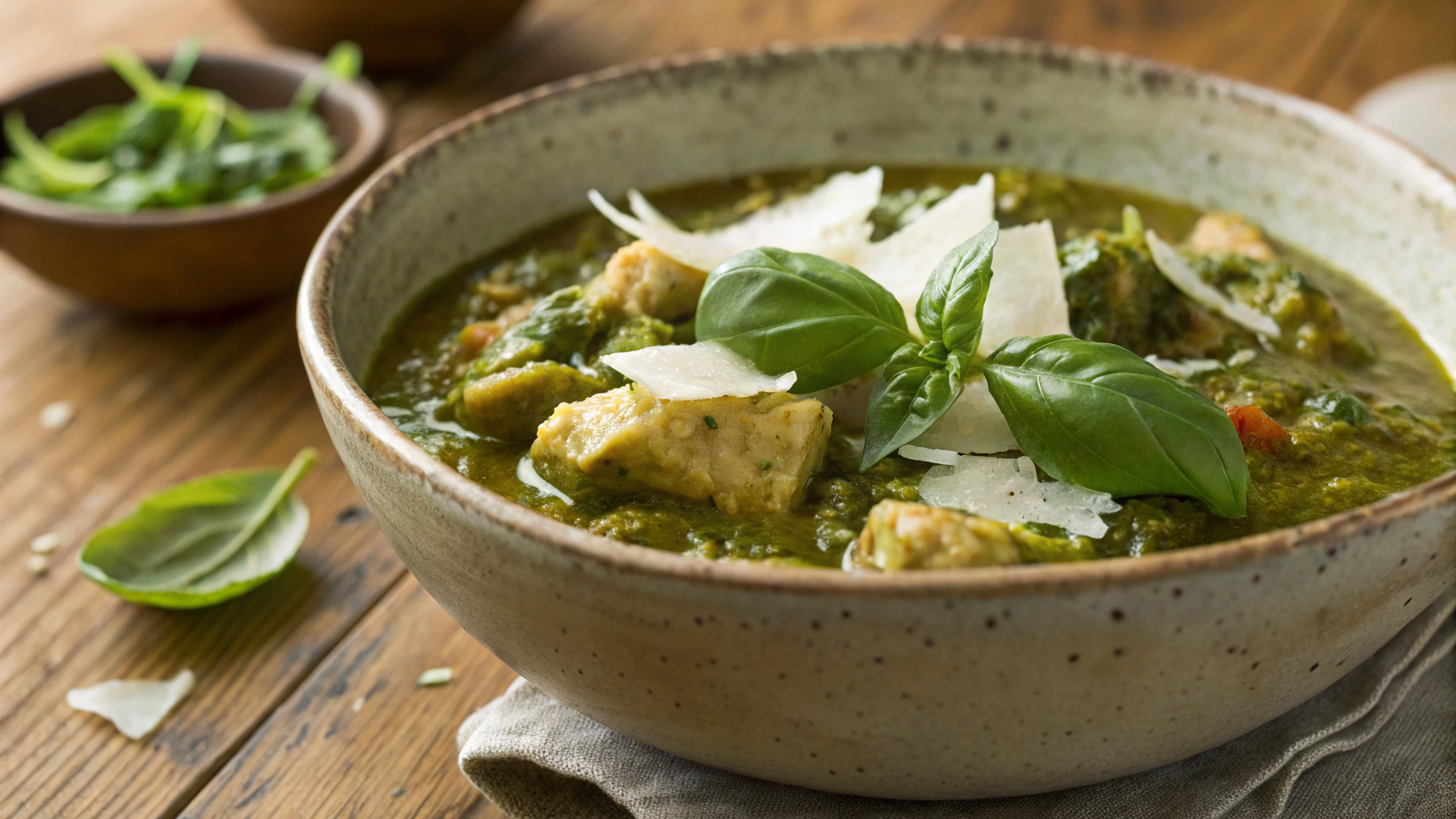 Keto Pesto Spinach and Chicken Stew