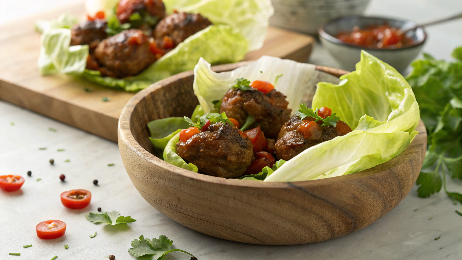 Keto Pork Meatball Lettuce Cups