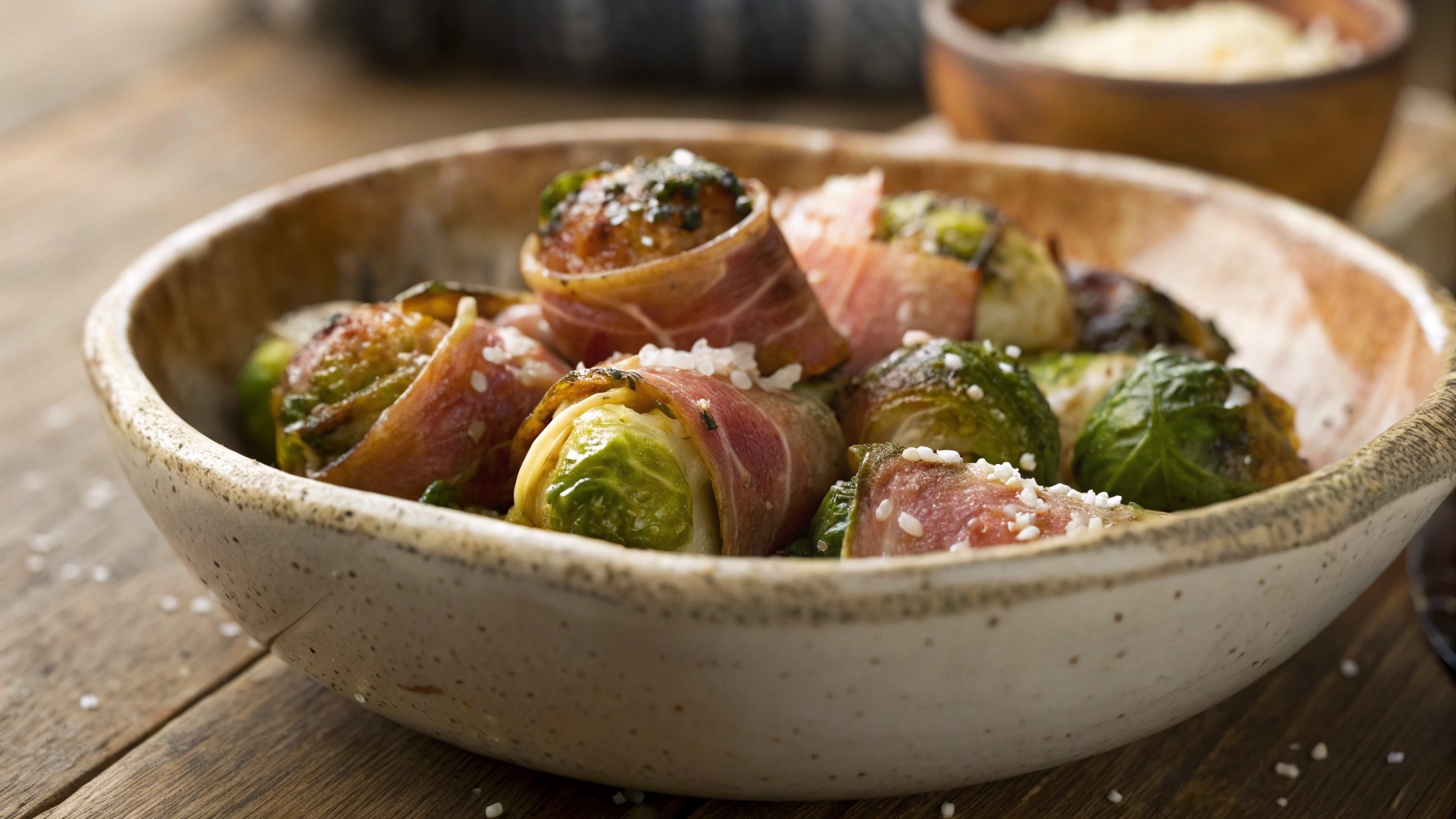 Keto Prosciutto and Cheese Wrapped Sprouts