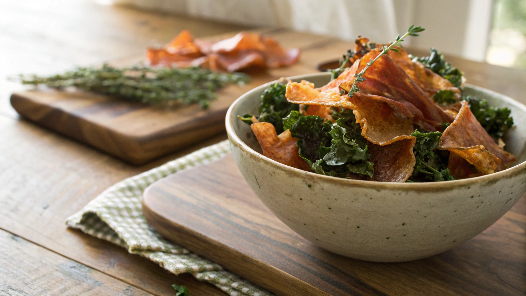 Keto Prosciutto and Kale Chips