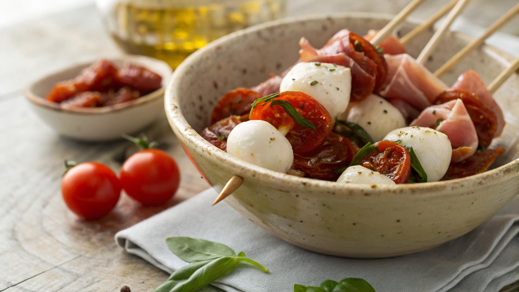 Keto Prosciutto And Mozzarella Kebab Bites