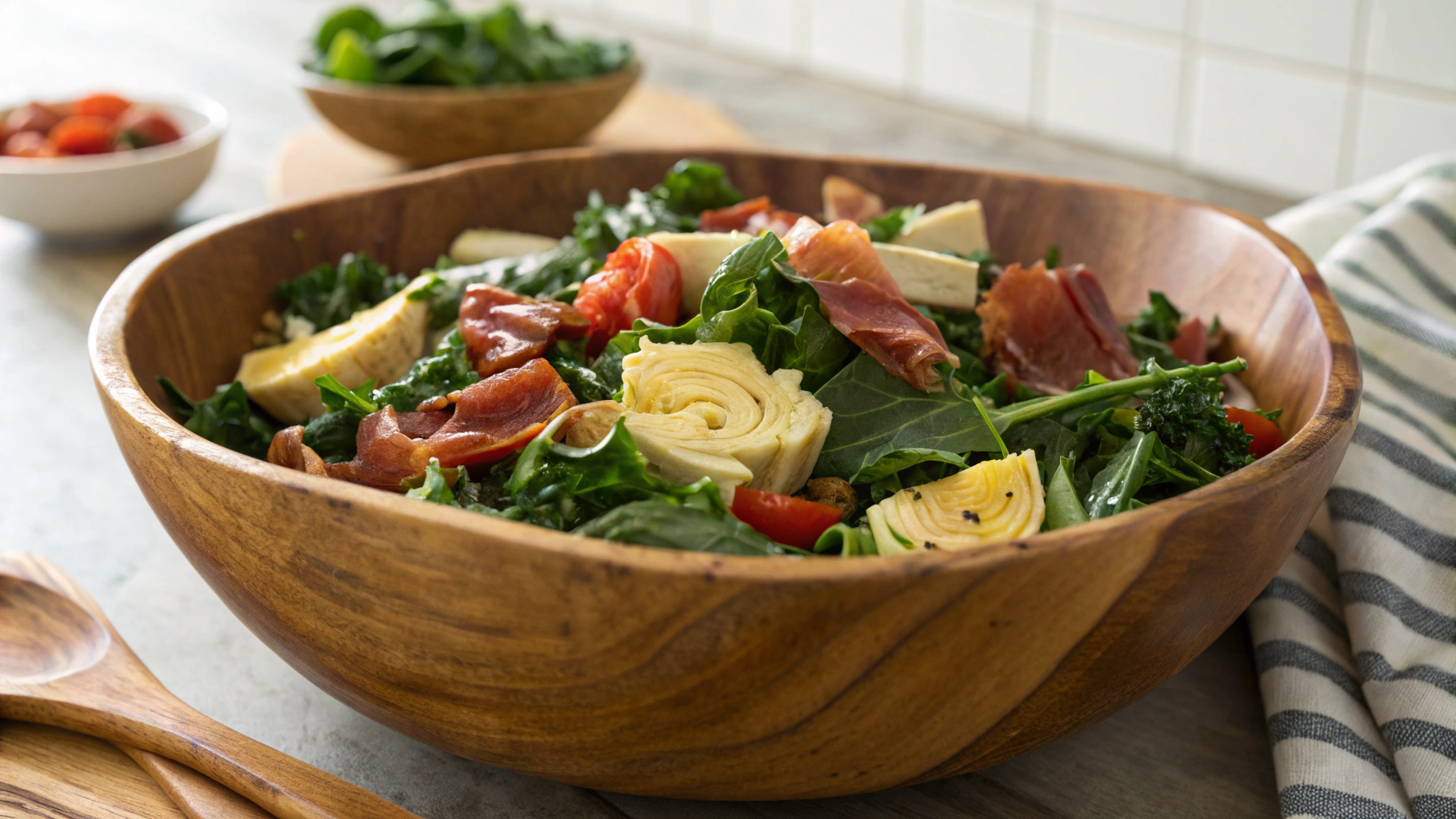 Keto Prosciutto, Spinach and Kale Salad