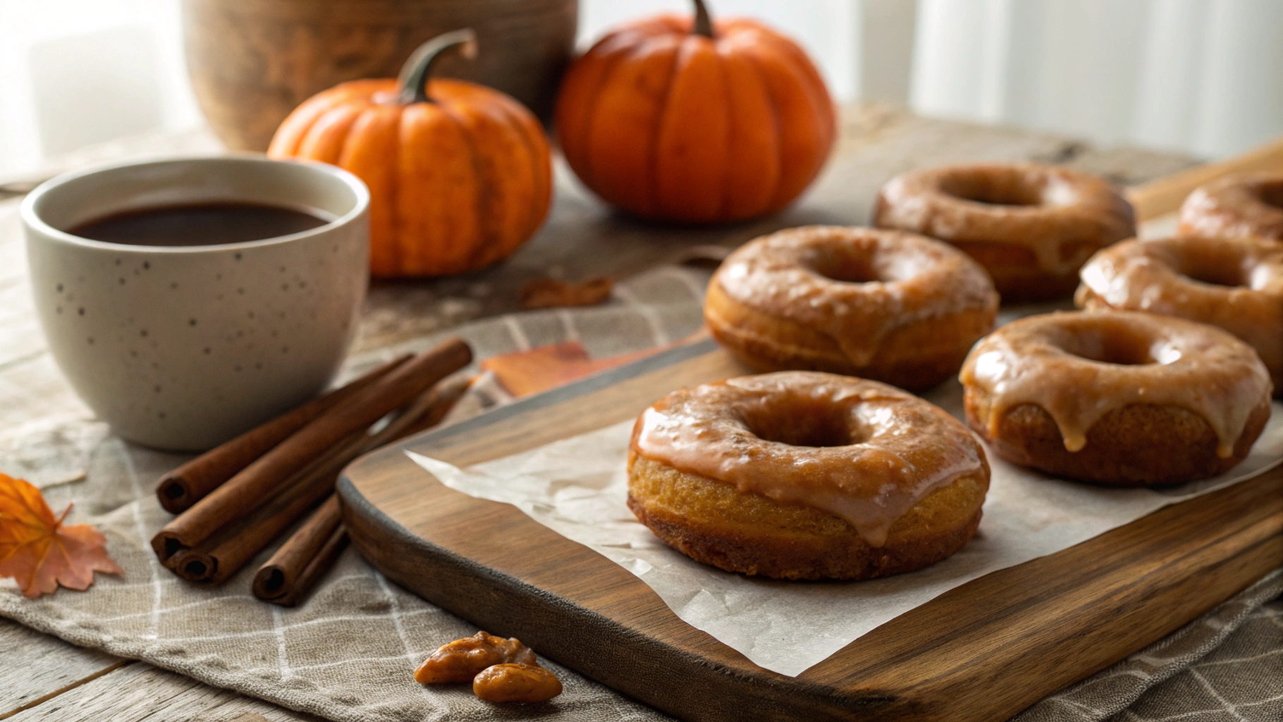 Keto Pumpkin Spice Glazed Doughnuts