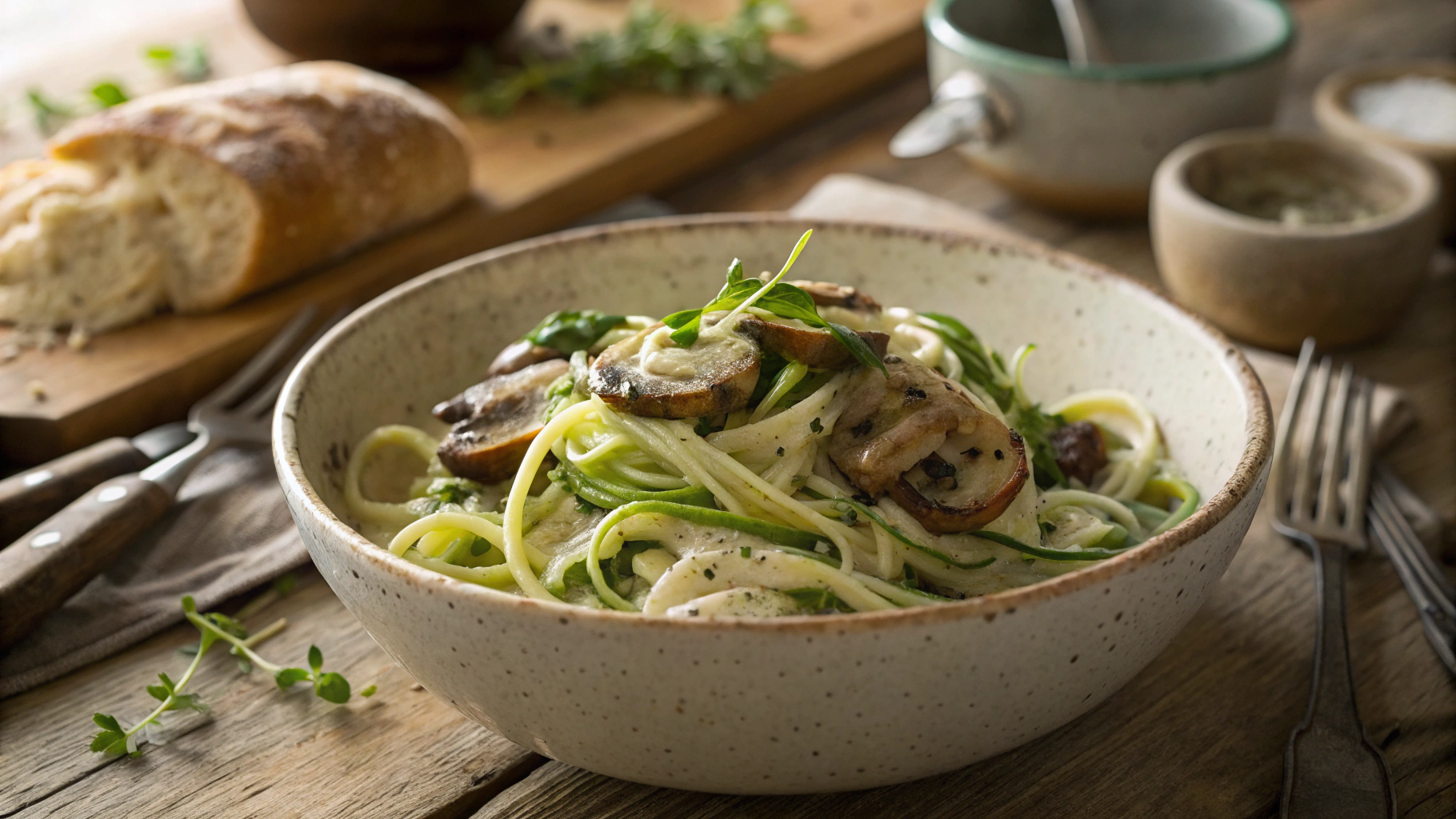 Keto Quick And Easy Creamy Mushroom Pasta