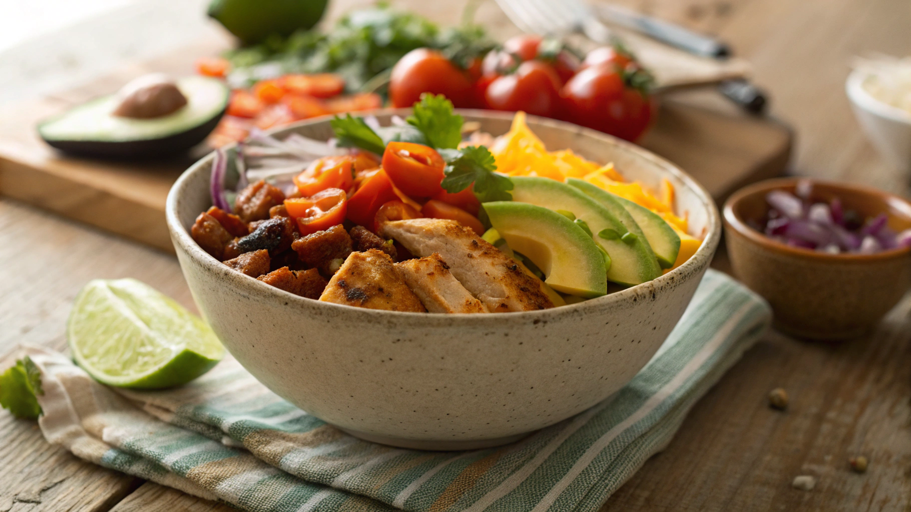 Keto Quick Chicken Taco Oven Bowls