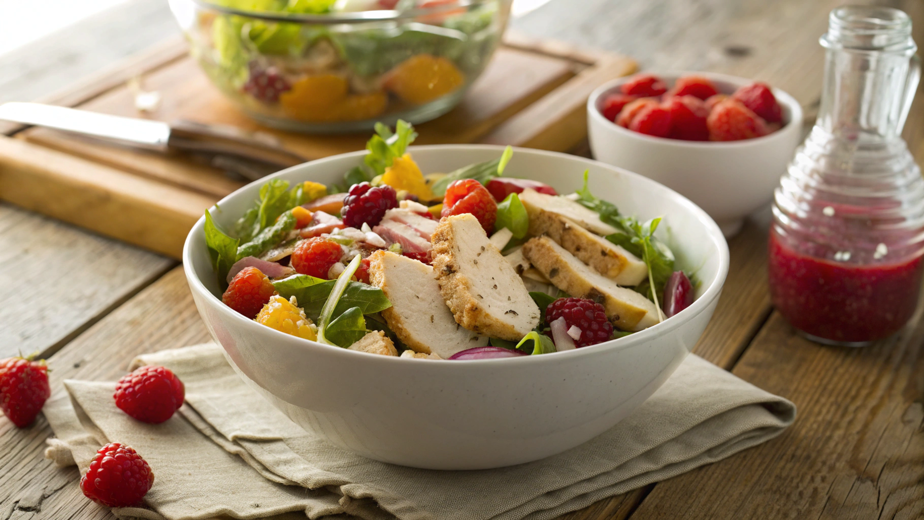 Keto Raspberry Chicken Parmesan Salad